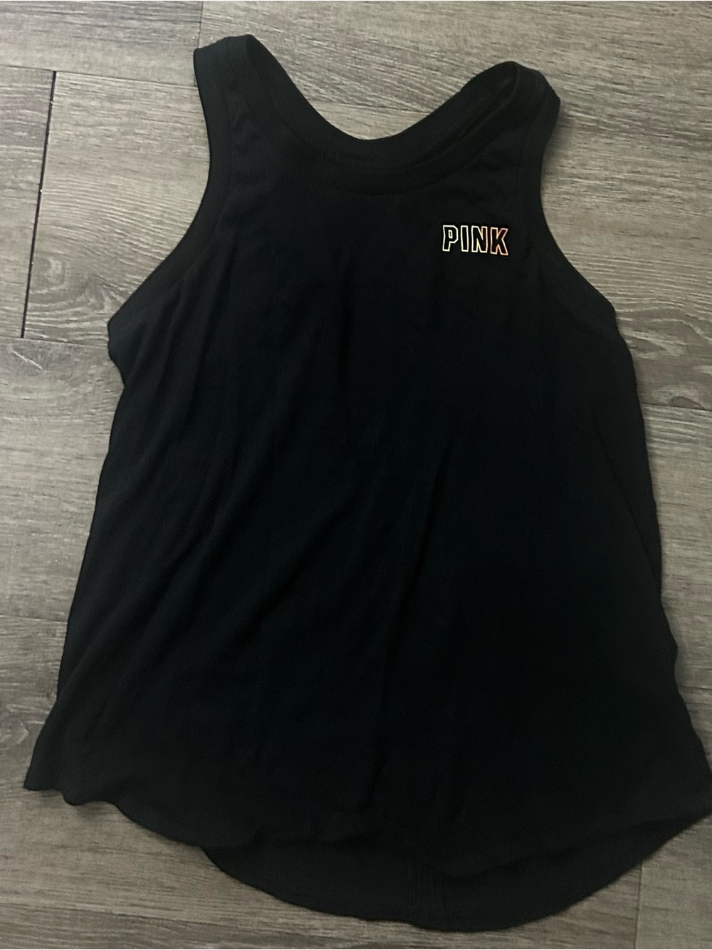 PINK Victoria's Secret Black Racerback Tank with Small Logo